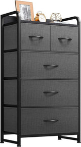 Fabric Dresser with 5 Drawers - Storage Tower with Large Capacity, Organizer Unit for Bedroom,