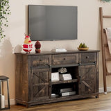 TV Stand with Sliding Barn Door & Drawer, 59" Rustic Entertainment Center