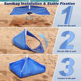 Beach Umbrella Level 7 Wind Resistance Design, Sand Anchor, Sand Bag