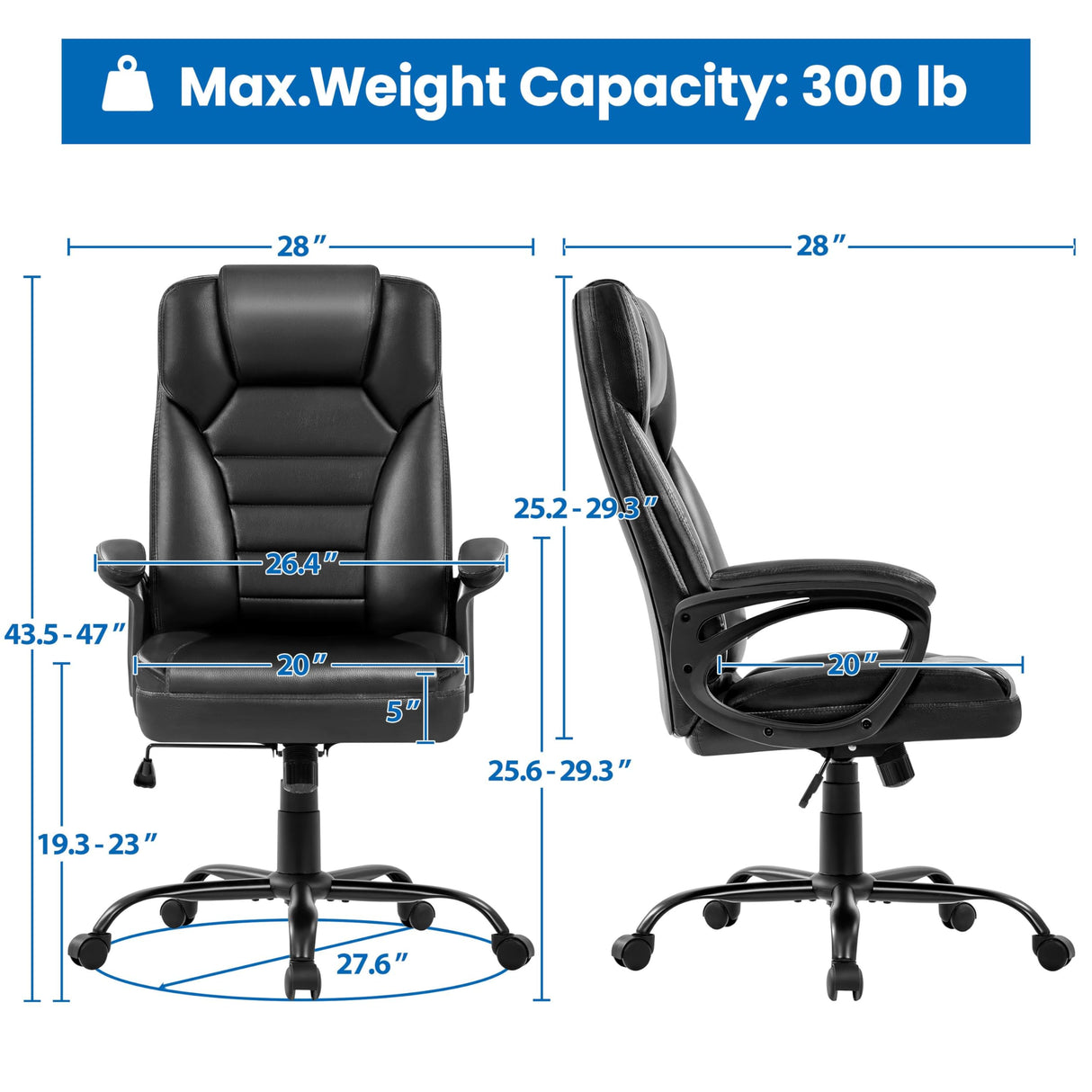 Faux Leather Executive Office Chair High Back Managerial Swivel Chair Computer Desk