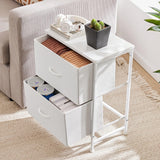 with 2 Drawers, Bedside Table Small Dresser with Removable Fabric Bins