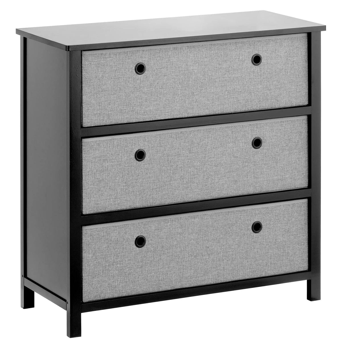 Modern Wide Dresser Drawer Storage Organization Chest - 3 Fabric Bin Drawers, Organizer Furniture Cabinet Unit for Bedroom,