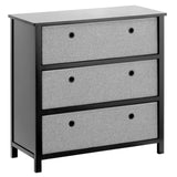 Modern Wide Dresser Drawer Storage Organization Chest - 3 Fabric Bin Drawers, Organizer Furniture Cabinet Unit for Bedroom,