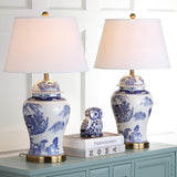 Blue & White Chinoiserie Ginger Jar Table Lamps - Set of 2