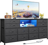 TV Stand Dresser for Bedroom with Power Outlets, 55 inch Entertainment Cente