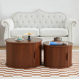 Coffee Table, Modern Round Coffee Table Set of 2 with Storage Compartment