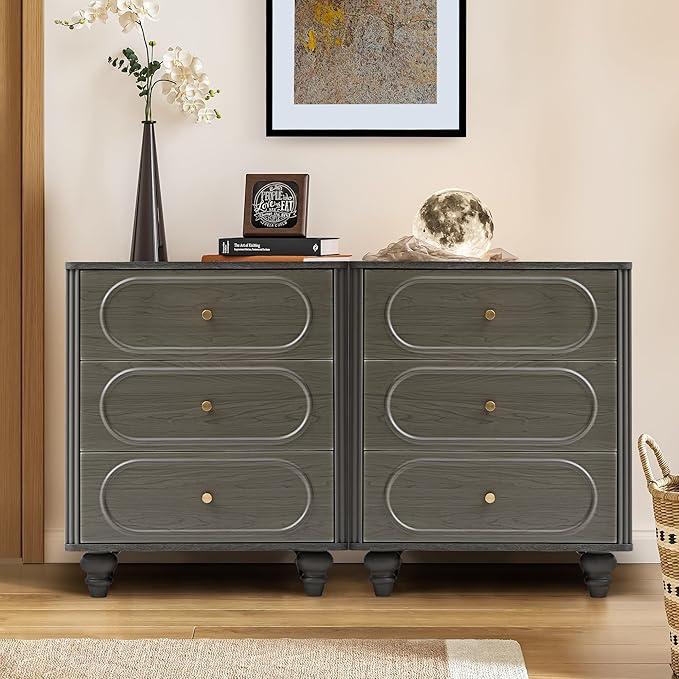 Dresser for Bedroom Set of 2, Mid Century Modern Chest of Drawers