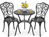 3-Piece Patio Bistro Set Outdoor Cast Aluminum Bistro Table and Chairs Set of 2