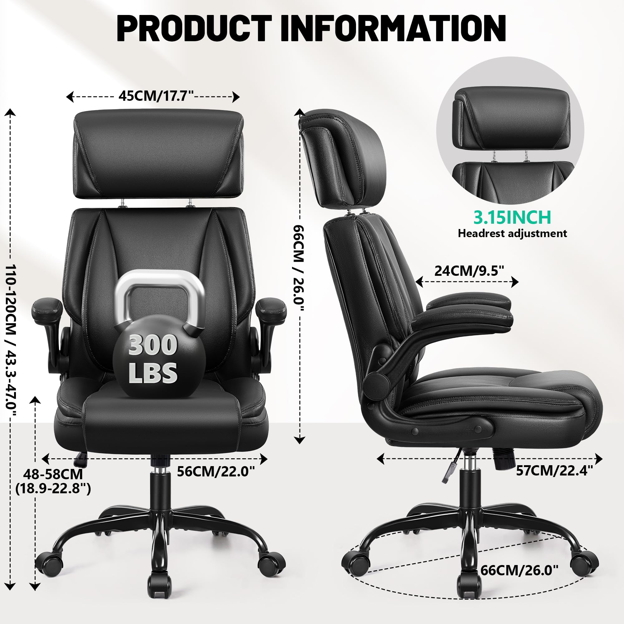 Ergonomic Office Chair with Lumbar Support and Adjustable Headrest