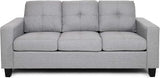 Viviana Three Seater Sofa with Wood Legs, Gray and Natural Finish