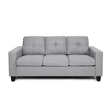 Viviana Three Seater Sofa with Wood Legs, Gray and Natural Finish