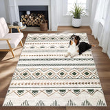 Area Rug for Living Room 9x12: Large Washable Boho Moroccan Rugs Geometric Neutral Rug