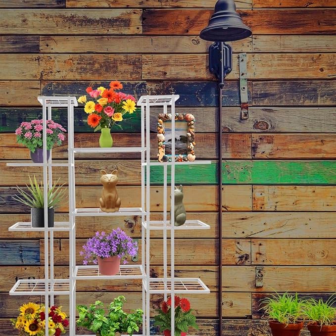 4 Tier 11 Potted Metal Large Plant Stand for Indoor Outdoor Flower Pot Display Planter Shelf