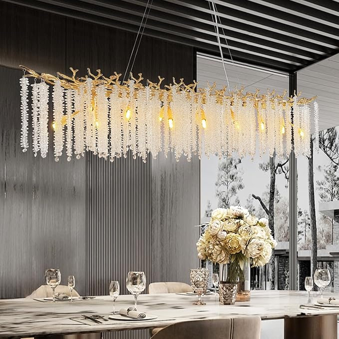 YUYI H118'' Crystal Chandeliers for Entryway,Golden 28Lights Foyer Pendant Lighting Entrwey High Ceiling Chandeliers,Luxury Tree Branches Chandelier Lighting Hanging Light for Living Room