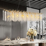 YUYI H118'' Crystal Chandeliers for Entryway,Golden 28Lights Foyer Pendant Lighting Entrwey High Ceiling Chandeliers,Luxury Tree Branches Chandelier Lighting Hanging Light for Living Room