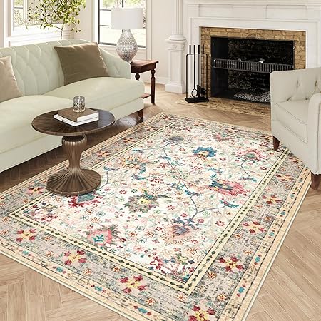 Red 5x7 Area Rugs for Living Room, Washable Rugs for Bedroom Non Slip