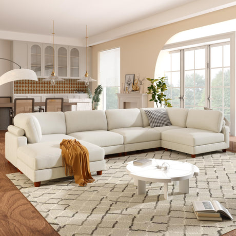 Free Combination Convertible Modular Sectional Sofa with Movable Ottomans ,