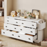 Dresser for Bedroom 6 Drawer with Charging Station, TV Stand Storage Chest