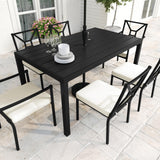 Lily Pond 60" All-Weather Patio Table with Slatted Tabletop, Umbrella Hole