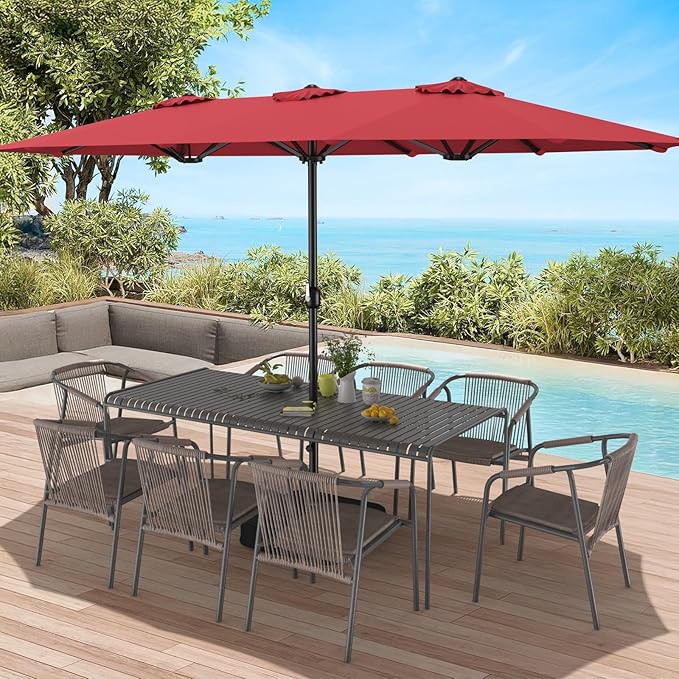 15ft Patio Umbrella with Base Included, Extra Large Shade Area