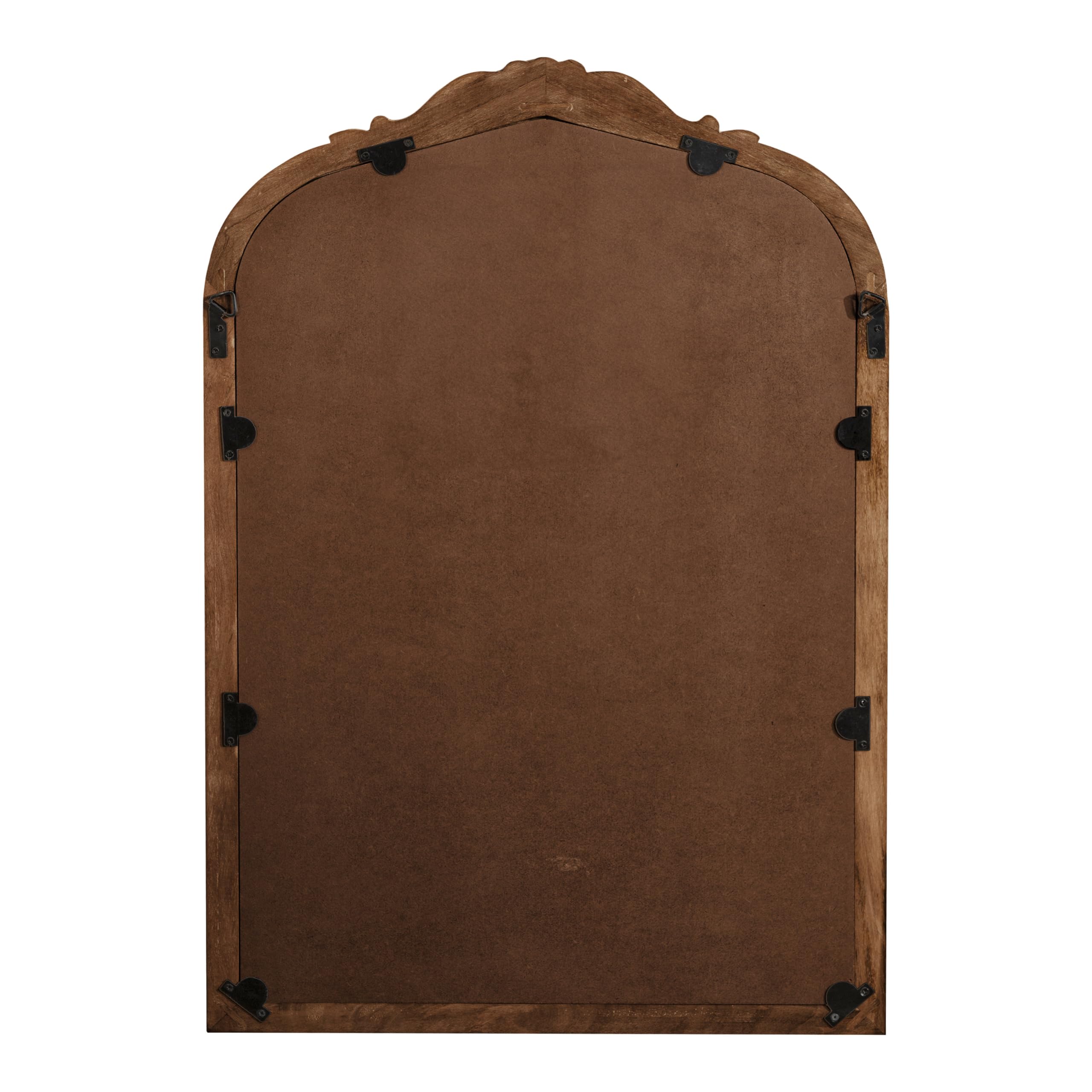Kate and Laurel Arendahl Traditional Arch Wall Mirror, 24 x 36, Walnut Brown, Vintage Baroque-Inspired Wooden Arched Bathroom Mirror for Over Sink with Ornate Carved Crown