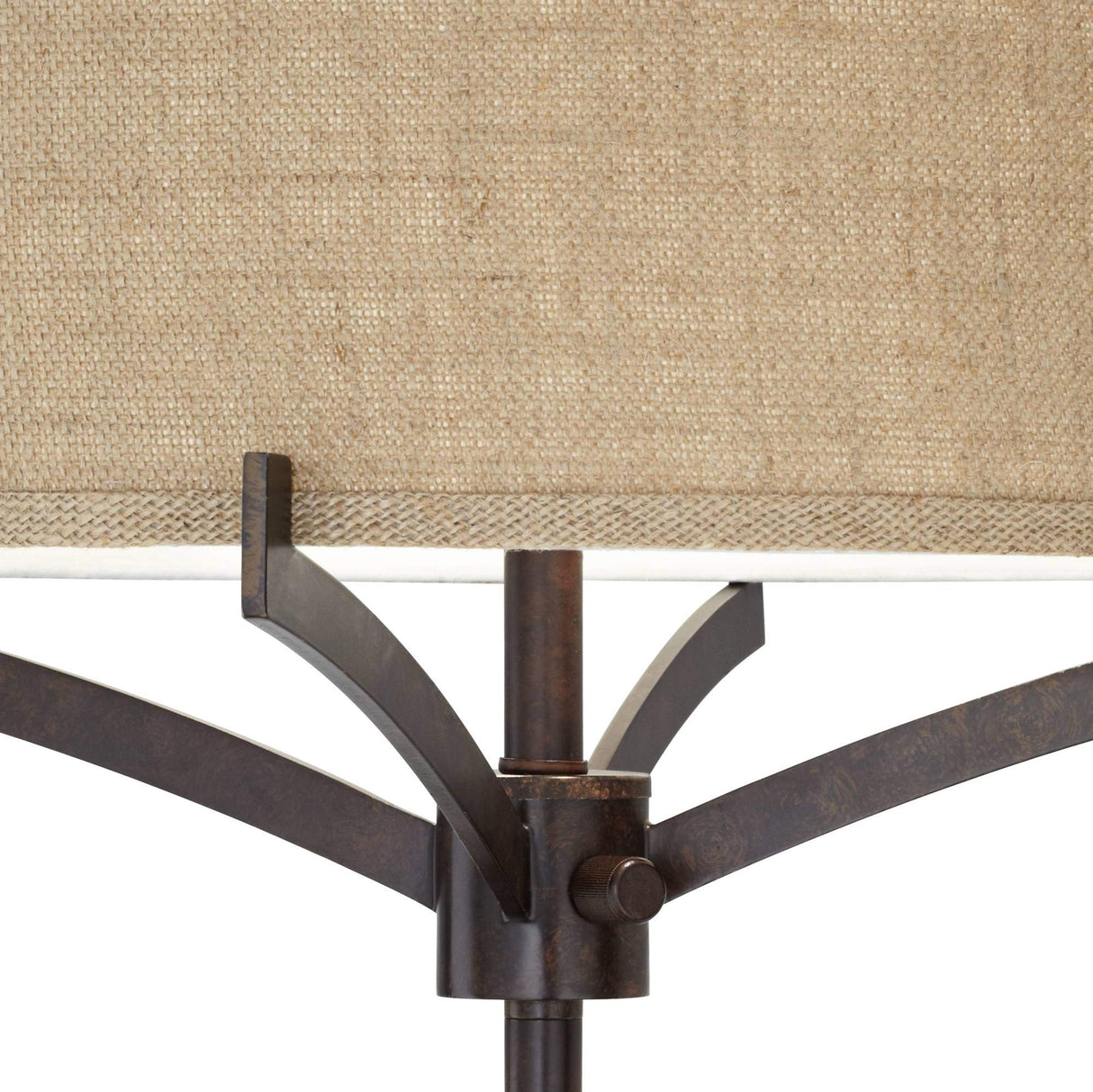 Franklin Iron Works Tremont Modern Mid Century Floor Lamp Standing 62" Tall Deep Bronze Metal Tan Burlap Drum Shade for Living Room Reading Bedroom Office House Home Decor