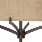 Franklin Iron Works Tremont Modern Mid Century Floor Lamp Standing 62" Tall Deep Bronze Metal Tan Burlap Drum Shade for Living Room Reading Bedroom Office House Home Decor