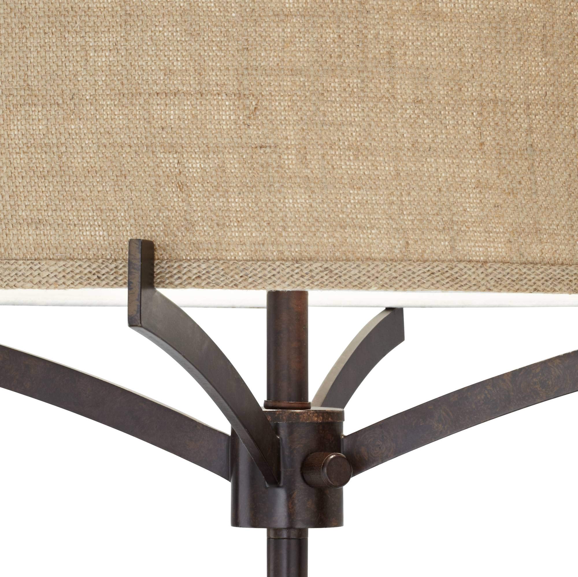 Tremont Mid Century Floor Lamp 62" Tall Bronze Metal with Tan Burlap Drum Shade