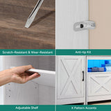 Farmhouse TV Stand for 65" TVs with LED Lights & Storage