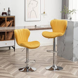 Ellston Velvet Adjustable Swivel Barstools in Gray, Set of 2