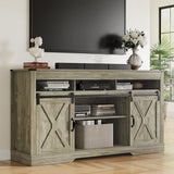 Stand for 65+ Inch TV, Farmhouse 34'' Tall Entertainment Center for 23" Fireplace, Rustic