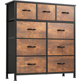 Dresser for Bedroom with 9 Drawers - Fabric Storage Tower