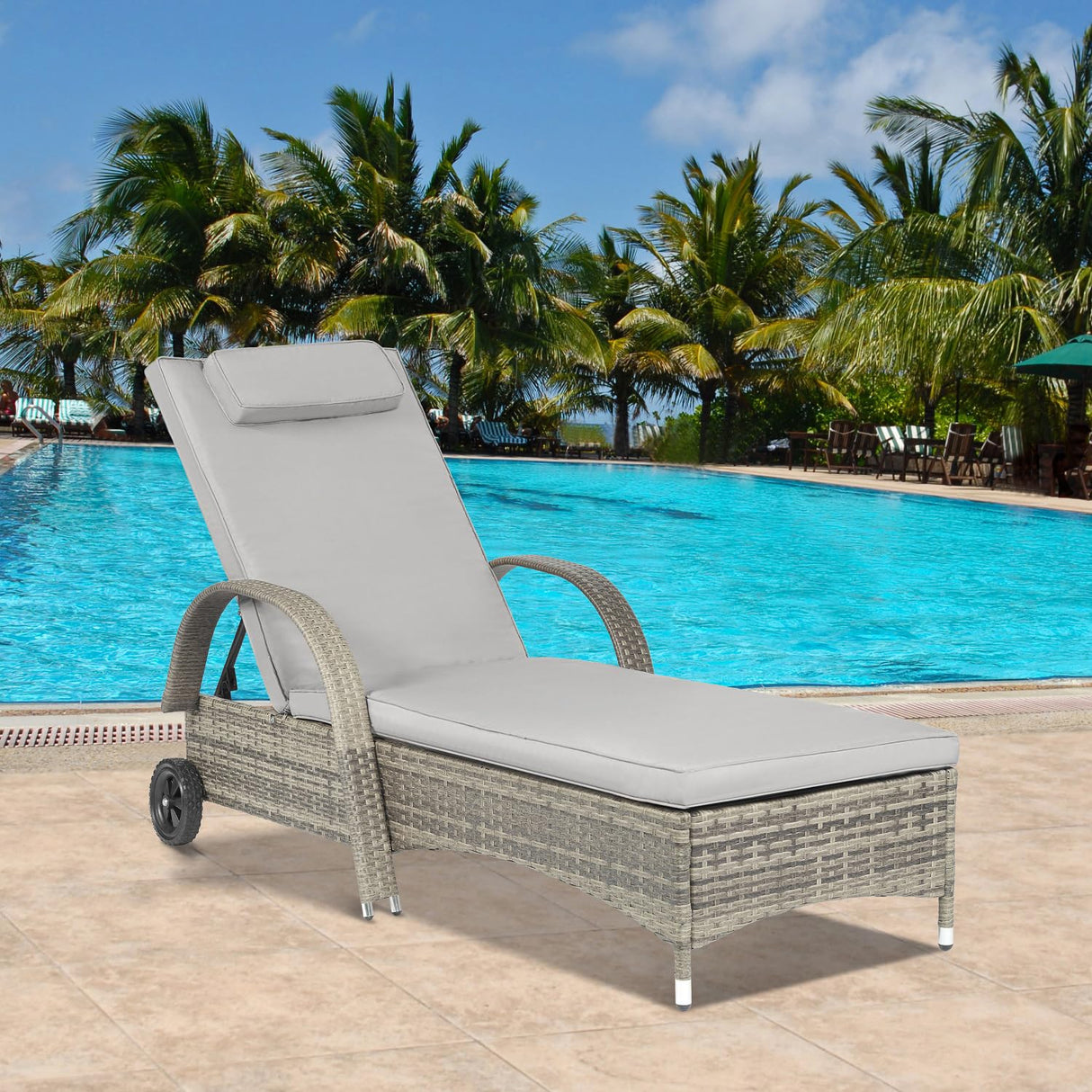 3 Pieces Outdoor Chaise Lounge Chairs Set Outdoor Pool Lounge Chairs Set of 2