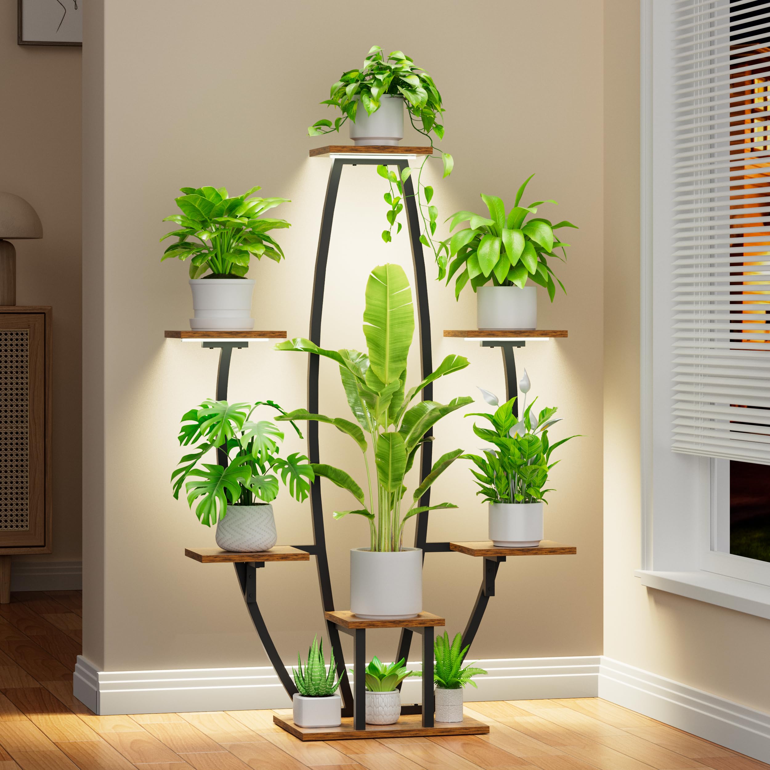 Plant Stand Indoor with Grow Lights - 7 Tiered Large Plant Shelf, 47" Corner Shelf