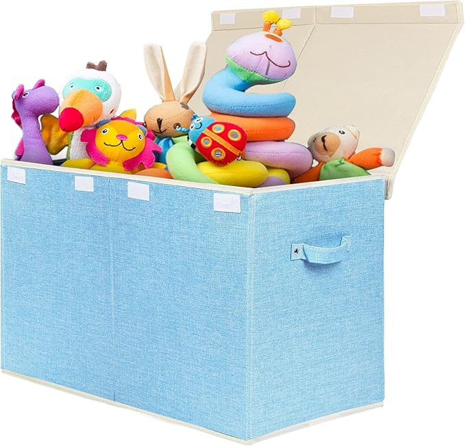 Toy Chest Box with Lid, Foldable Toy Storage Organizer Bin Boxes with Removable Divider