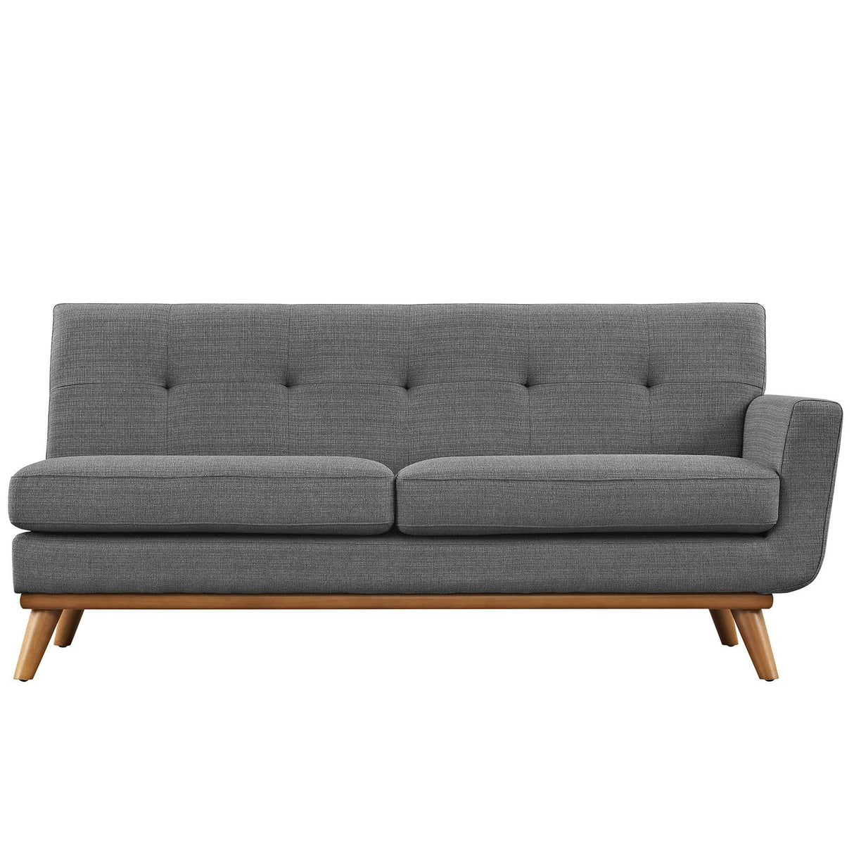 Engage Right Arm Loveseat in Mid-Century Modern Upholstered Fabric Gray