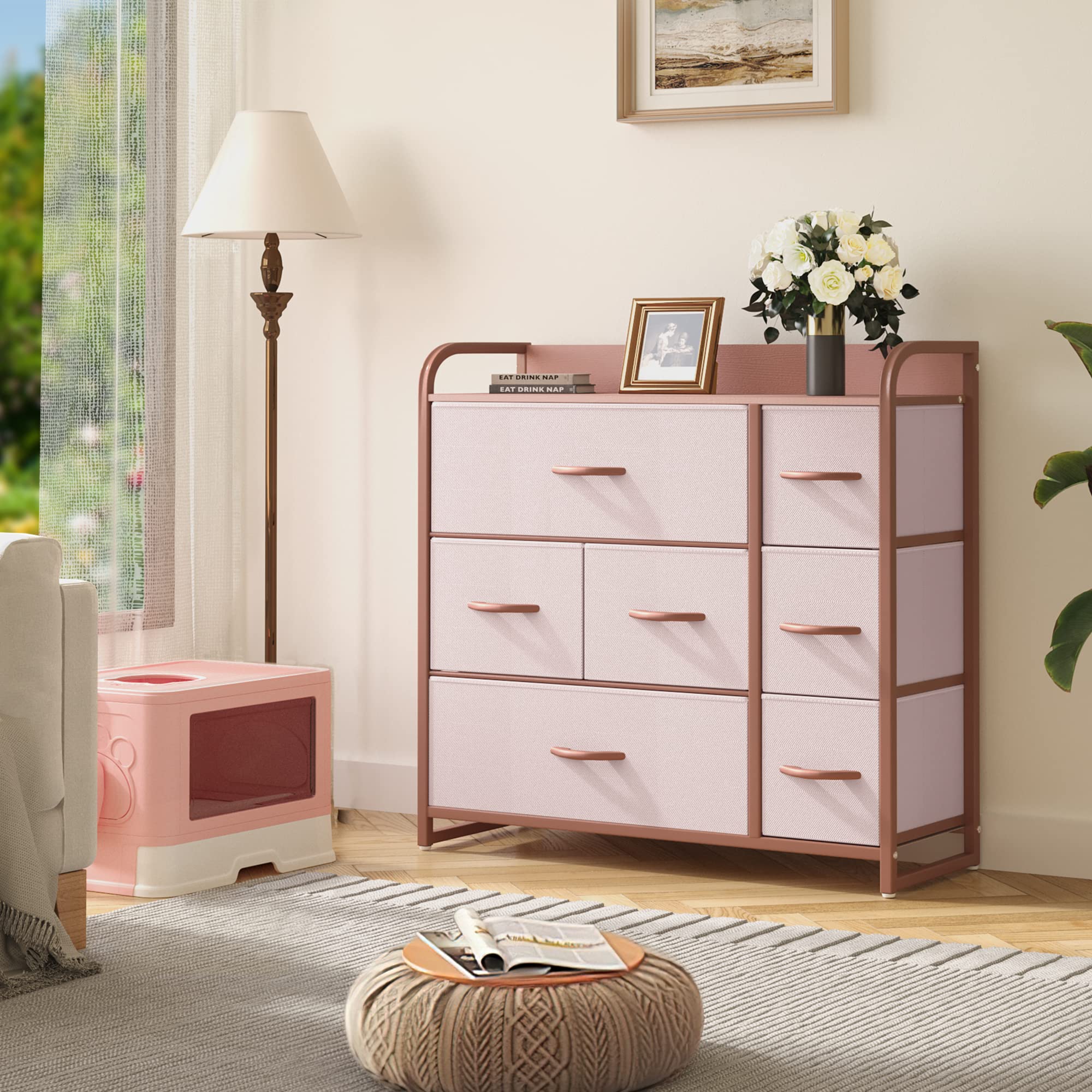 Dresser with 7 Drawers - Fabric Storage Tower, Organizer Unit for Bedroom, Living Room,
