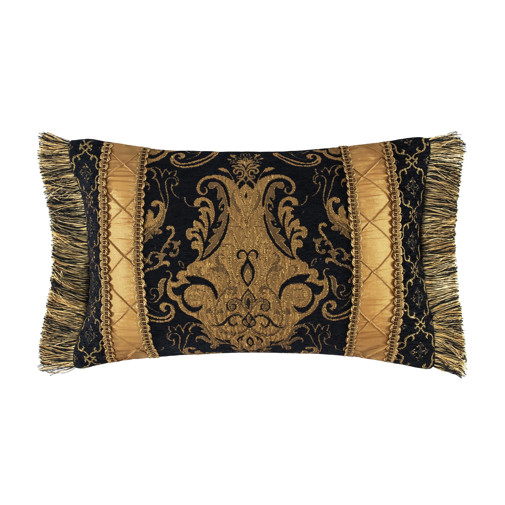 9-Piece Black Damask Jacquard Comforter Set - Queen