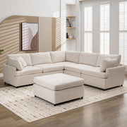 Large U-Shape Sectional Sofa Set, Modern Polyester Fabric