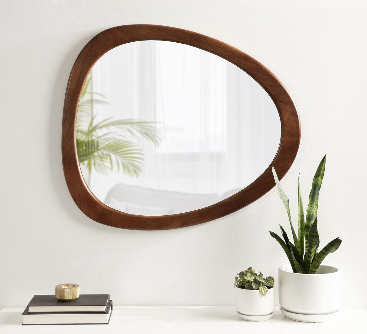 McKinder Asymmetrical Wood Wall Mirror, 24 x 28, Walnut Brown