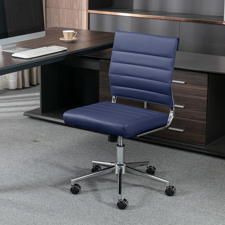 Armless Office Desk Chair, Mid Back Ergonomic Swivel Conference Room Chair