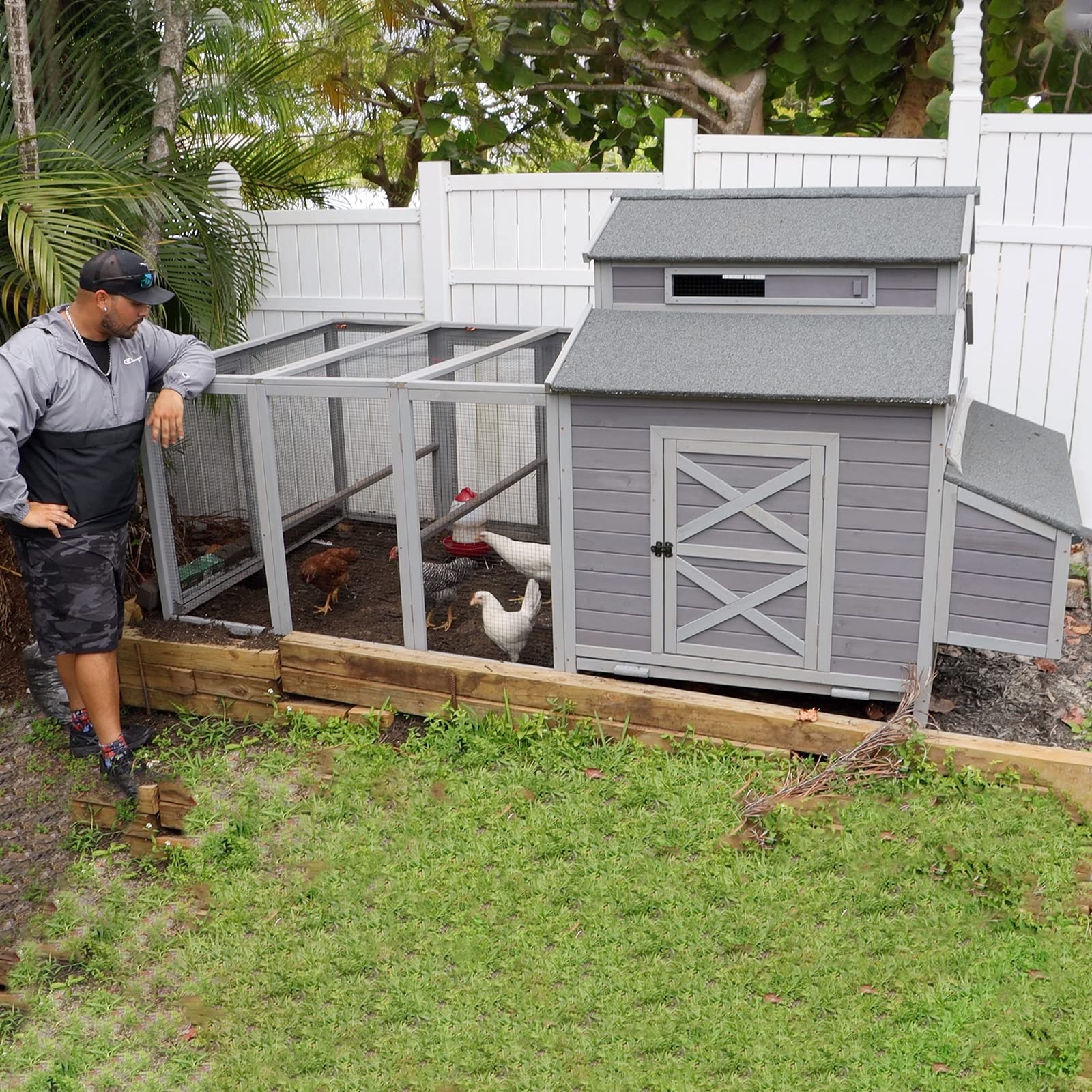 FeatherFort Chicken Coop –  Large Run, Nesting Box & Easy-Clean Trays