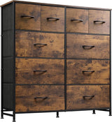 Dresser for Bedroom with 10 Fabric Drawers, Tall Chest Organizer Units for Clothing
