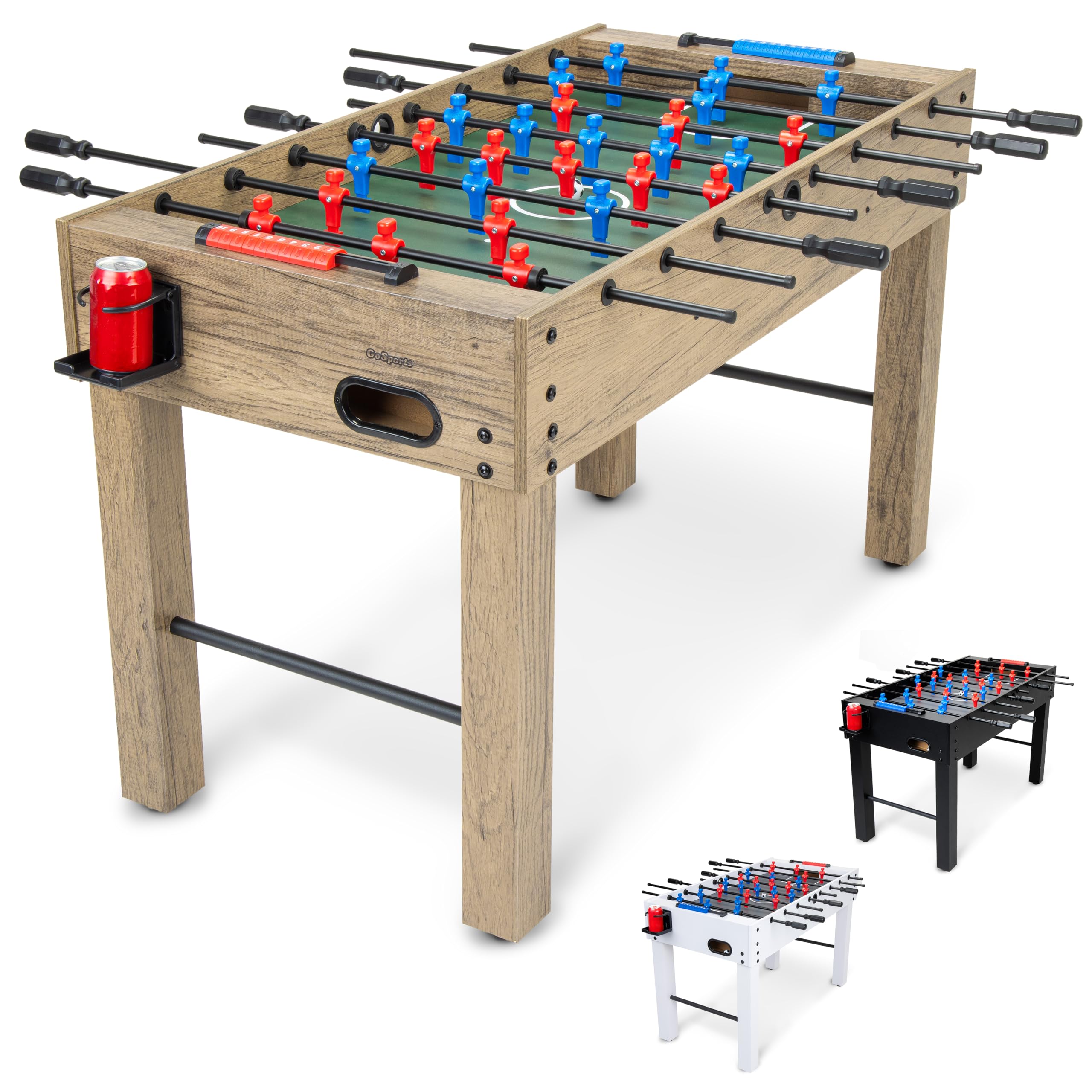 48 Inch Game Room Size Foosball Table - Oak Finish - Includes 4 Balls and 2 Cup Holders