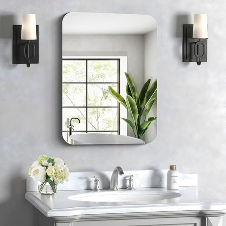 Bathroom Mirror, 30x50 inch Large Rectangle Mirror, Black Metal Framed