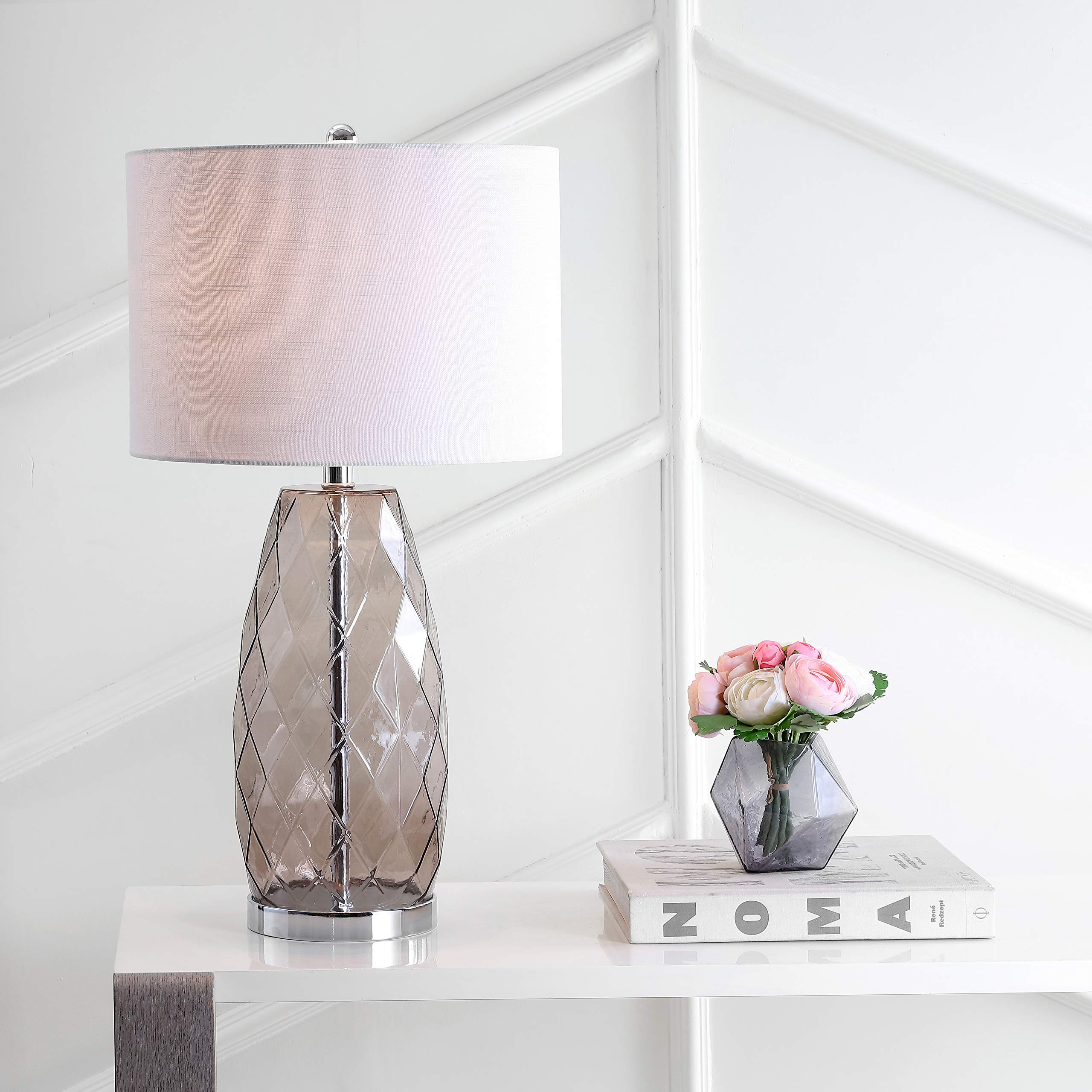 Juliette 26.5" Glass/Metal LED Table Lamp Contemporary Transitional Bedside Desk