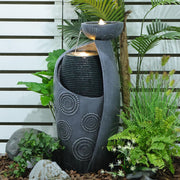 Vase Outdoor Water Fountain, 31.4''H Jar Waterfall Fountain with Warm LED Lights&Durable
