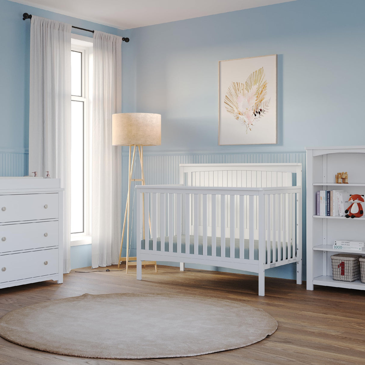 Scout 4-in-1 Convertible Crib, Baby Crib Converts to Day Bed, Toddler Bed and Full Size Bed