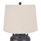 Nourison Home 24" Black Farmhouse Ceramic Pottery Jug Table Lamp for Bedside Table, Living Room, Office, Entryway
