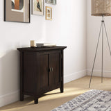 Redmond SOLID WOOD 32 inch Wide Transitional Low Storage Cabinet in Brunette Brown